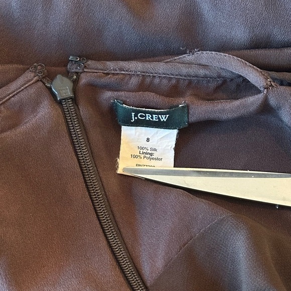 J.Crew 100% Silk Chocolate Brown Midi Dress Size 8 Spaghetti Strap VNeck A-Line - Picture 3 of 8